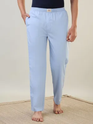 Sleepz Men Blue Solid Regular Fit Cotton Pyjama