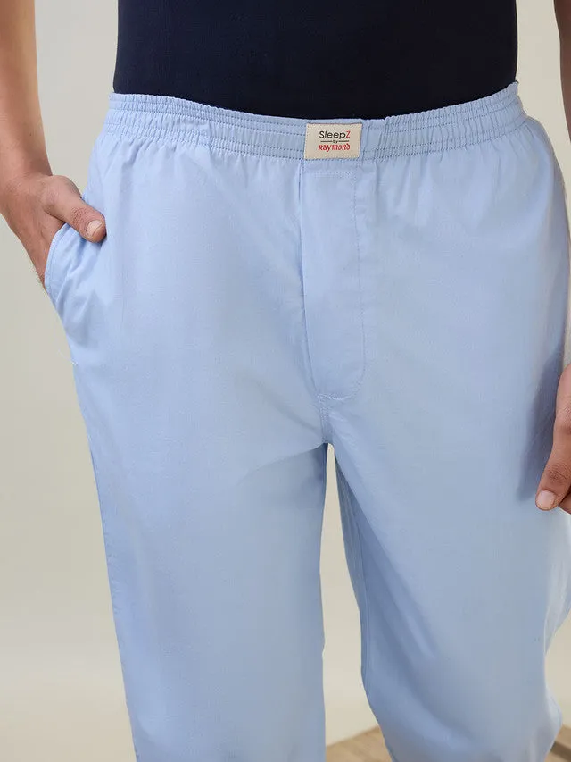 Sleepz Men Blue Solid Regular Fit Cotton Pyjama