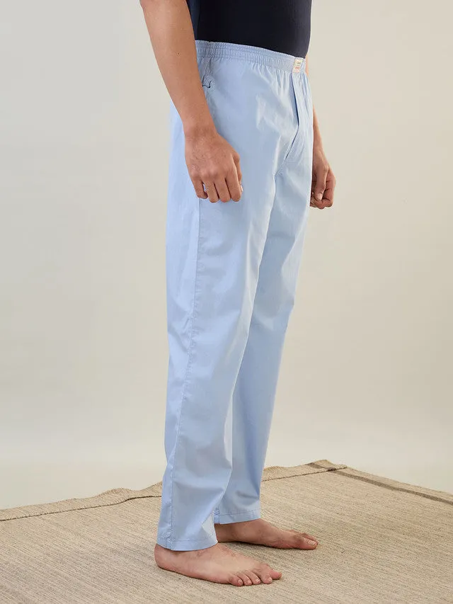 Sleepz Men Blue Solid Regular Fit Cotton Pyjama