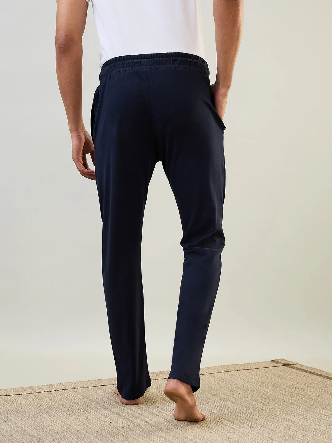 Sleepz Men Blue Solid Regular Fit Cotton Trackpant
