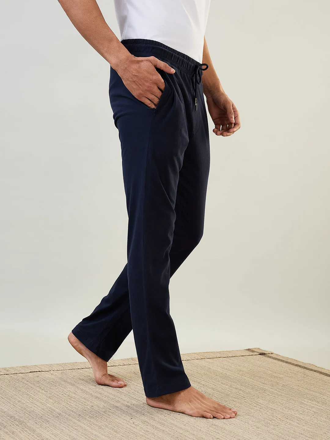 Sleepz Men Blue Solid Regular Fit Cotton Trackpant