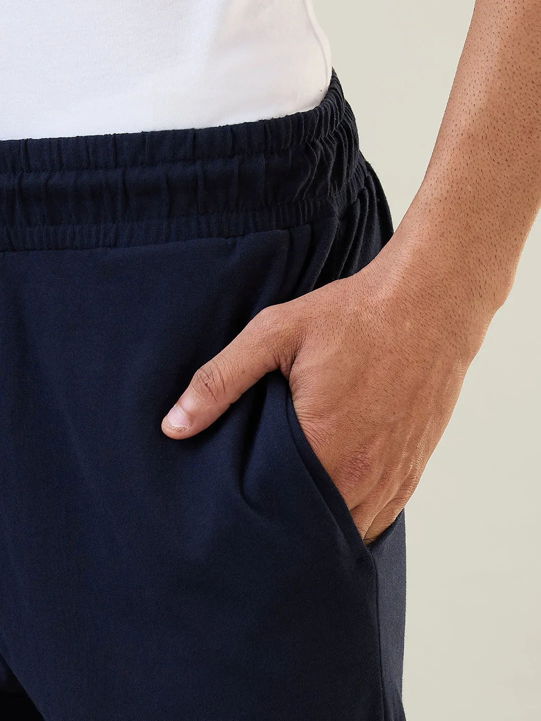Sleepz Men Blue Solid Regular Fit Cotton Trackpant