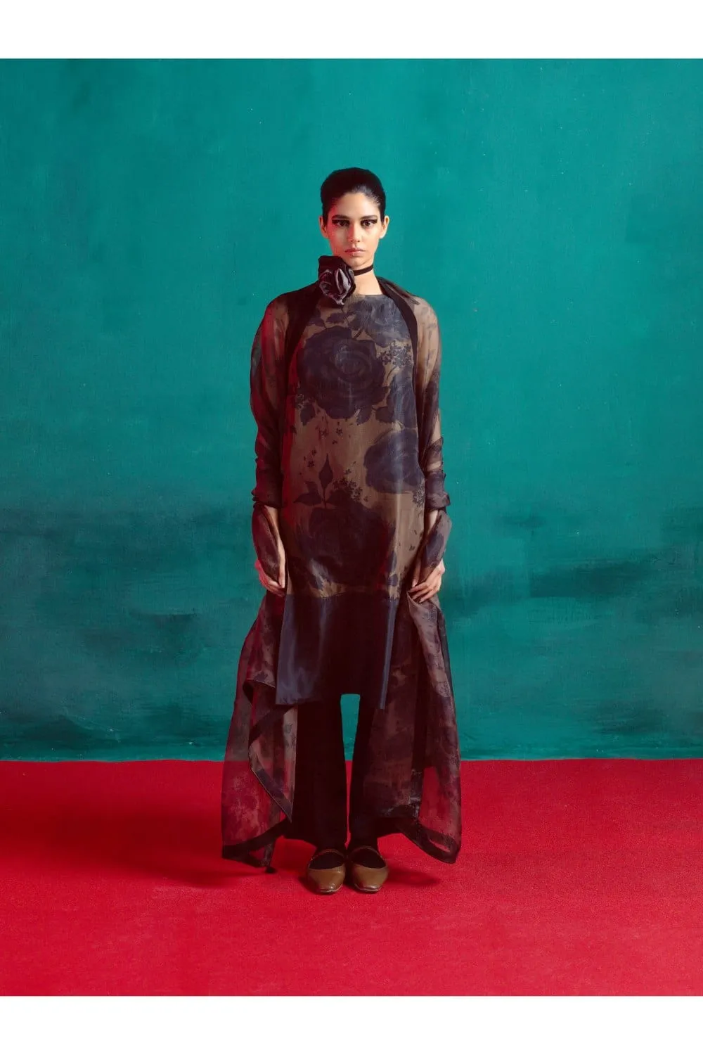 Woody Brown Printed Kurta Set